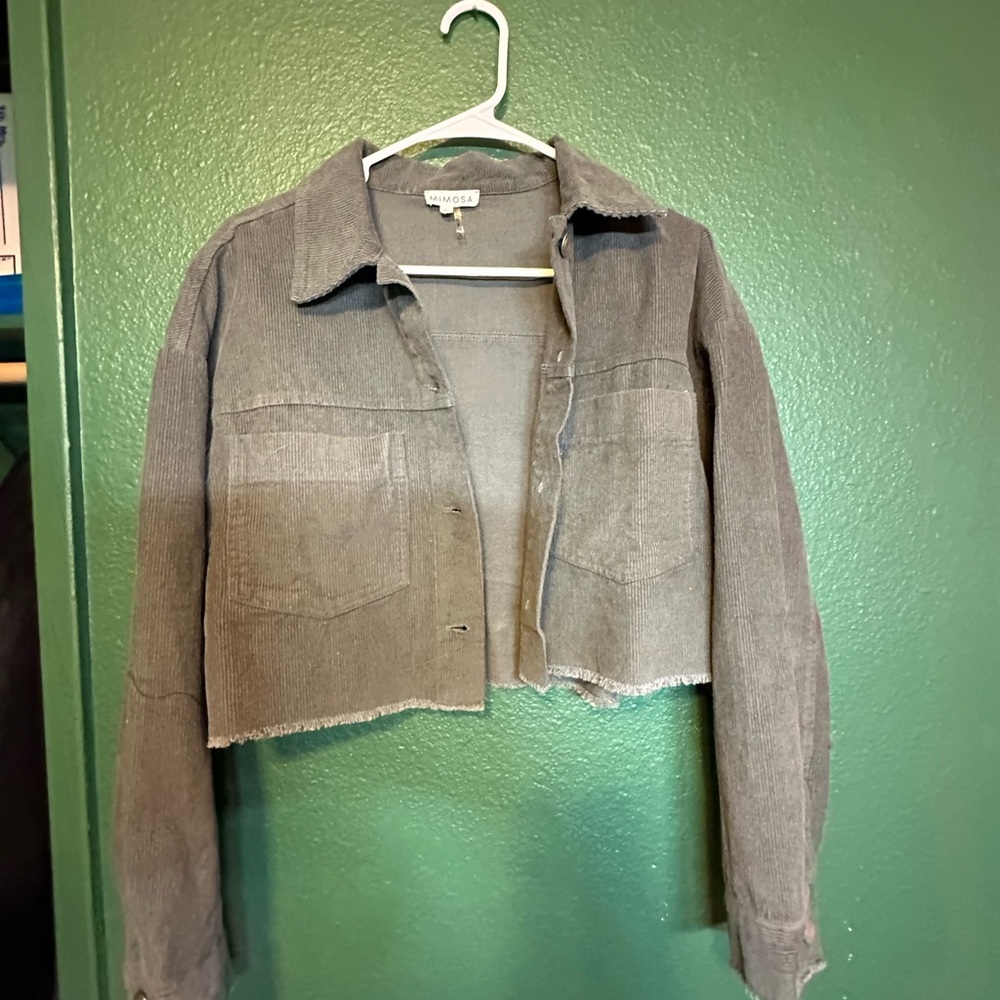 MIMOSA Cropped Gray Corduroy Jean Jacket - Women's